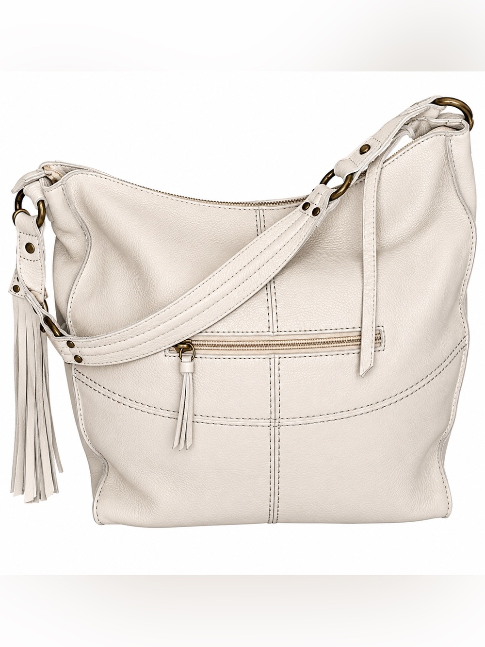 The Sak Soft Leather Studded Hobo Shoulder Bag – Ivory/Cream *